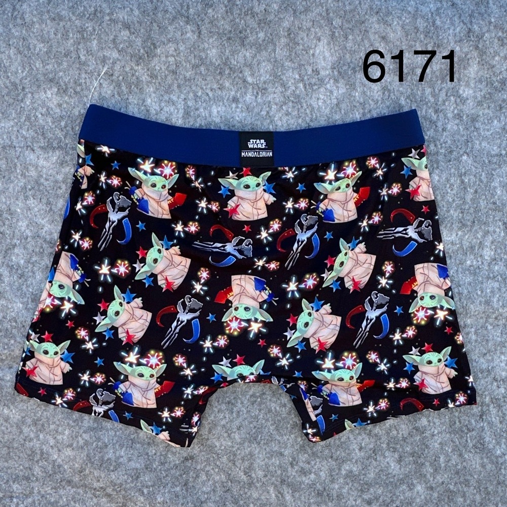 Crazy Boxer Briefs Star Wars 4th of July Mandalorian Mens XL Baby Yoda Fireworks